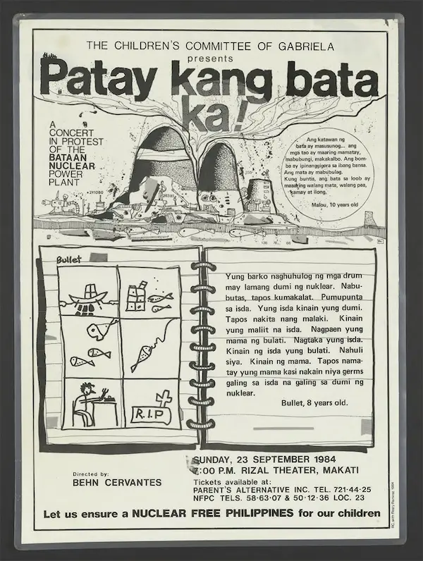 Poster title - Patay kang bata ka A concert in protest of the Bataan Nuclear Power Plant