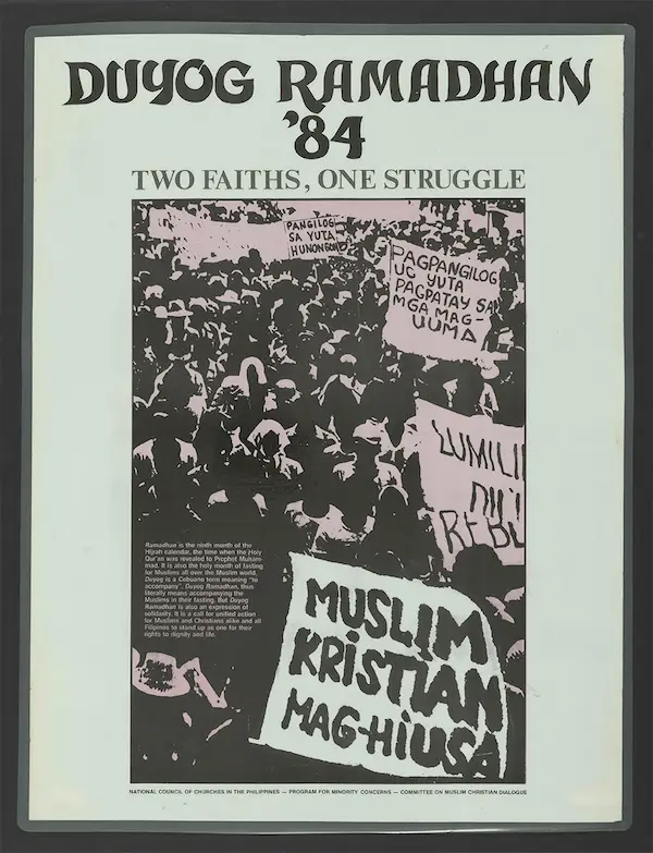 Poster title - Duyog Ramadhan 84 Two Faiths One Struggle
